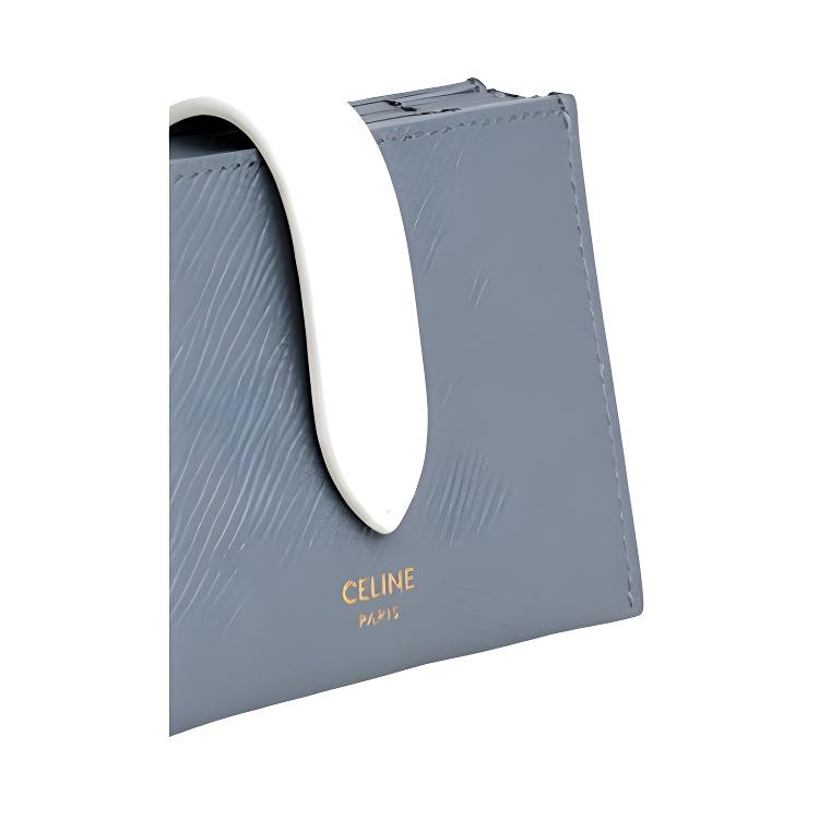 Celine Two-Tone Accordion Pleat Grain Leather Card Holder Women Accessories Medium-Gray White 10B693BRU-08MW