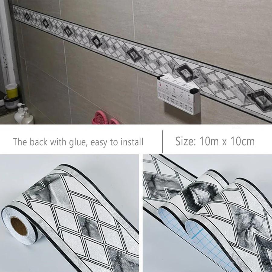 Naklejka 3D na linię talii Samoprzylepna Wytłaczana Ściany holu Tapeta PCV Wodoodporna Tapeta dekoracyjna