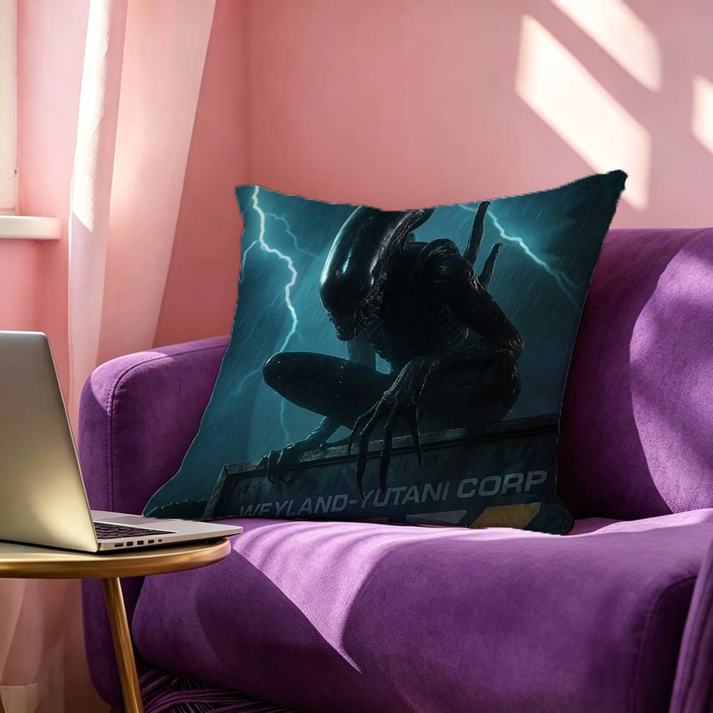 Horror Movies Alien Film Pillow Case Square DoubleSided Sofa Cushion Cover Bedroom Bedside Pillow