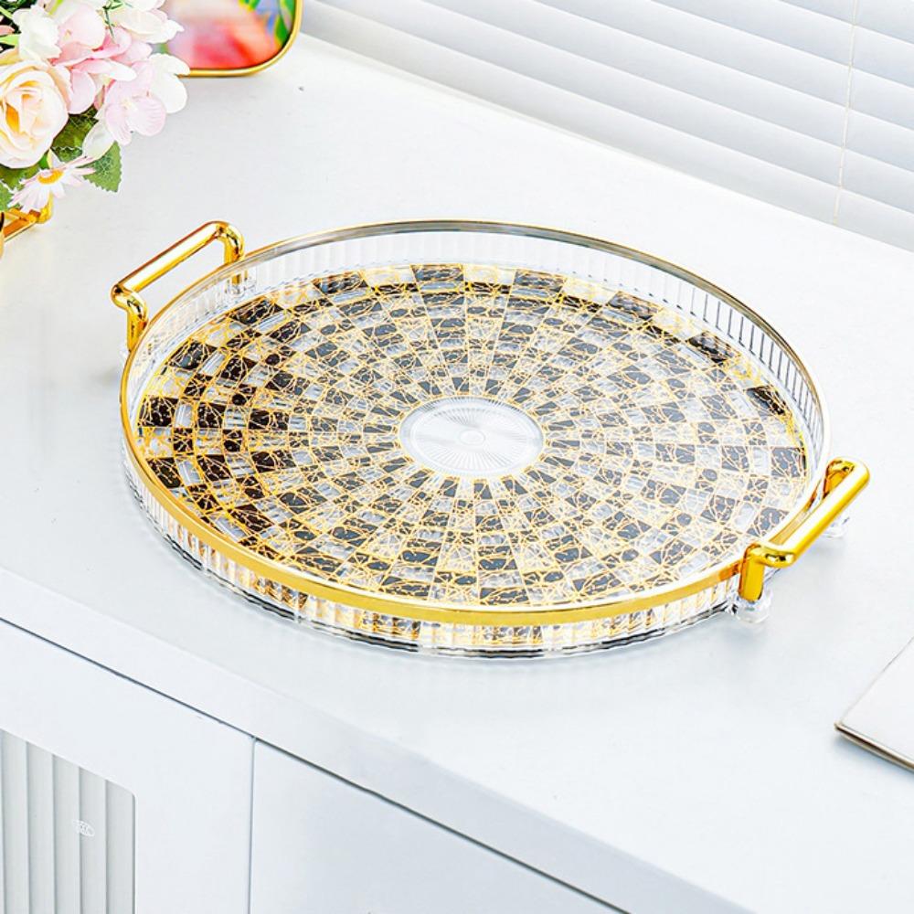 

Бытовой поднос для украшения Рамадана Круглая тарелка для демонстрации ювелирных изделий Чайный поднос Десерт/Закуска Style B