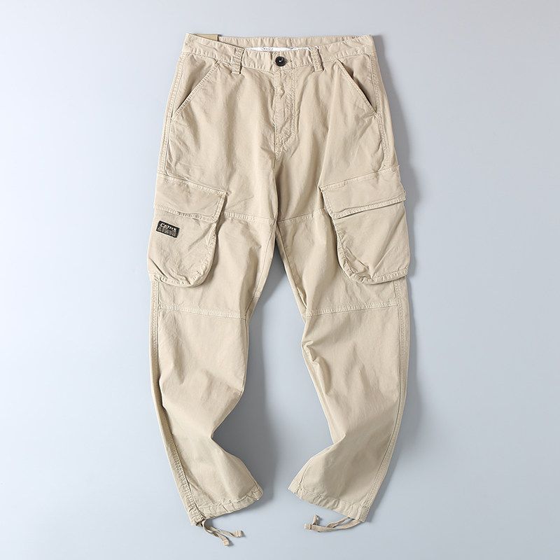 Export Export Tail Goods Spring & Fall Outdoor Multi-Pocket Cargo Pants Men's Fashion All-Match Pure Cotton Washed Loose Casual Pants