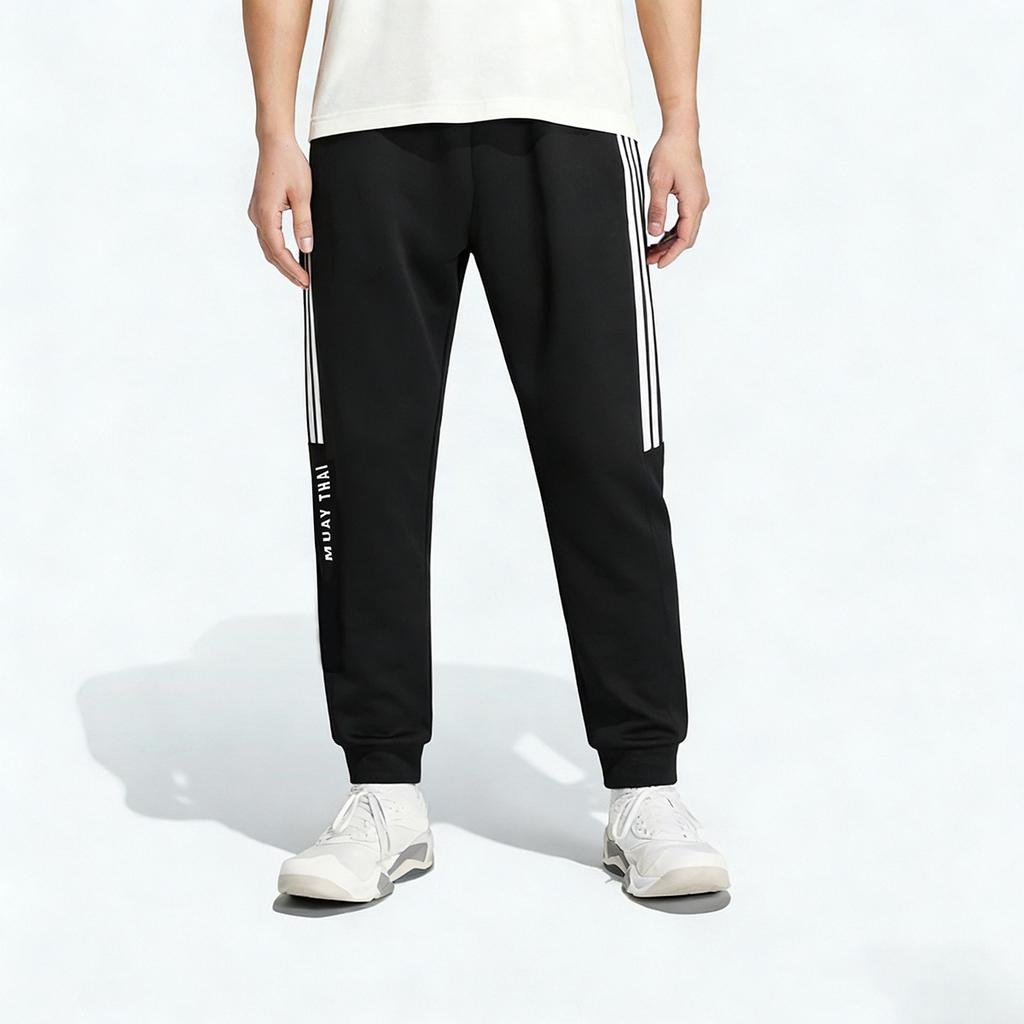 Adidas Muay Thai Series Logo Side Three Stripes Comfortable Tapered Sports Knit Long Pants Unisex bottoms TR30P1R2MT-BW