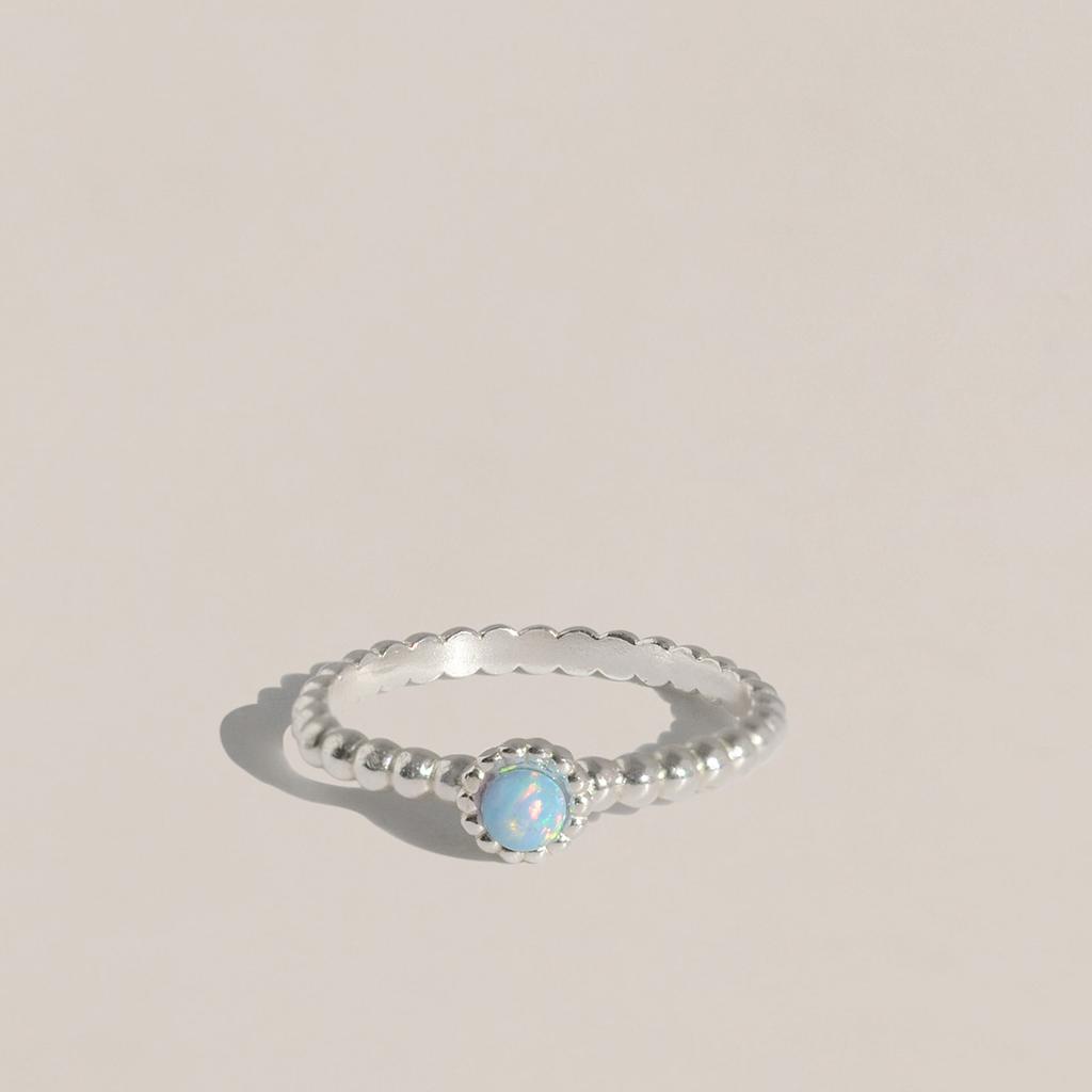 47Bag 925 Silver Opal Gemstone Flower Ring Joan
