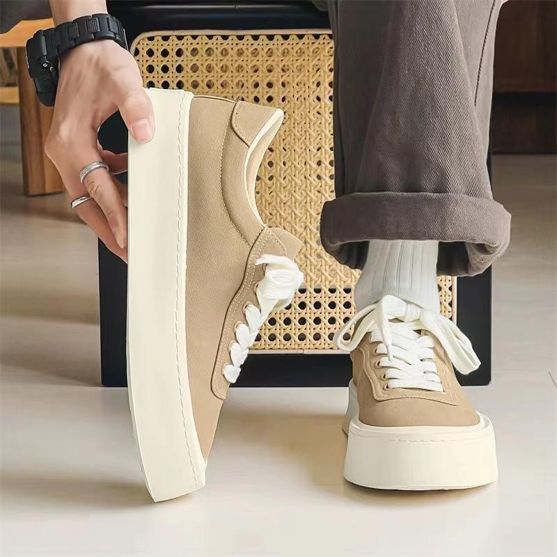 Cloth shoes men's 2024 new summer men's shoes platform heightening simple casual breathable canvas shoes versatile board shoes
