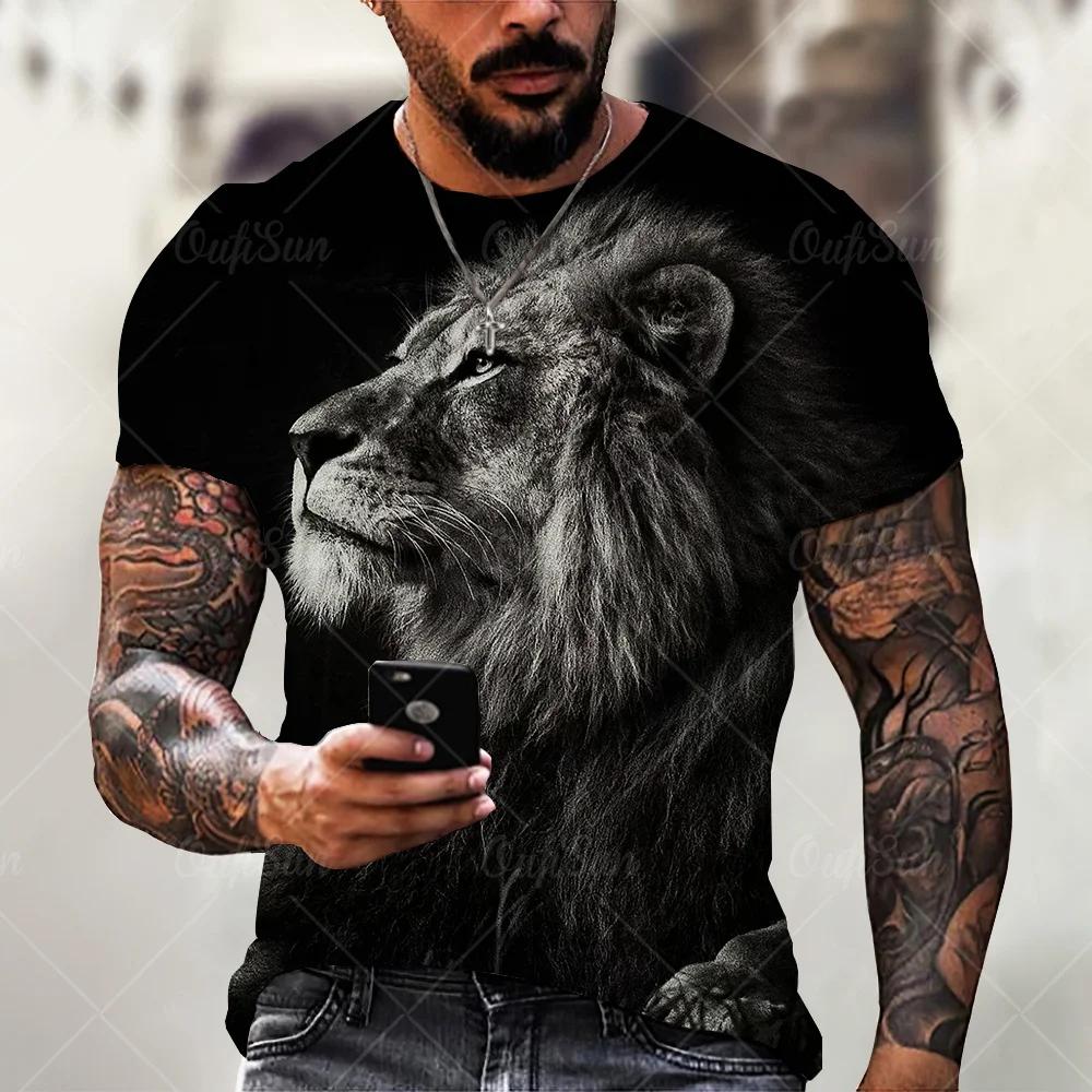 WowClassic Summer Round Neck Terrifying  Animal Pattern 3D Print Top Fashionable Casual Short Sleeved Men's T-shirts S