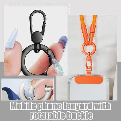 Metal Phone Lanyard Gasket Patch Rotatable Metal Buckle  Steel Mobile Card Clip Accessories Sta D8A9