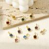 1 Piece Brass & Cubic Zirconia Birthstone Charms 18K Gold Plated Square Pendants For DIY Necklace Jewelry Making 15.5mm x 7.5mm