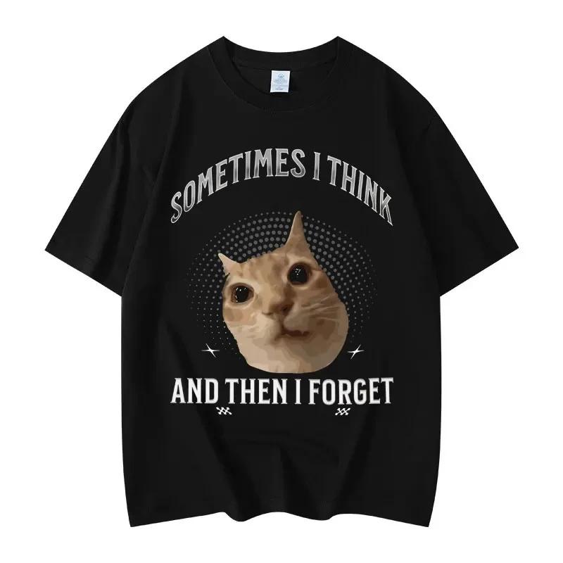 

Sometimes I Think Funny Cat Meme Graphic T-Shirt - High-Quality Fashion Oversized Unisex Summer Casual Cotton Tee 4XL