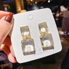Silver Needle Transparent Geometric Square Artificial Crystal Earrings European and American Exaggerated Niche Design Earrings Fashion Earrings