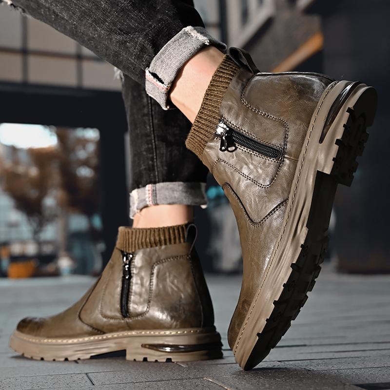 Herrenstiefel für Herren Chelsea-Stiefel aus Leder, hohe formelle Oxford-Schuhe