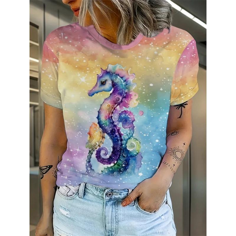Summer Cute Dog Short Sleeve T Shirt Fun Animal Round Neck Short Sleeve T Shirt Loose and Comfortable for Men and Women
