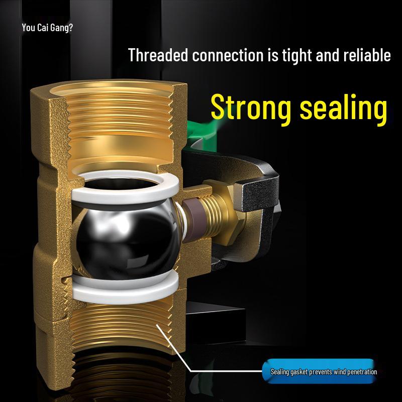 Heavy-Duty 1/2" Brass Ball Valve for Air and Water Pipes, Internal/External Thread