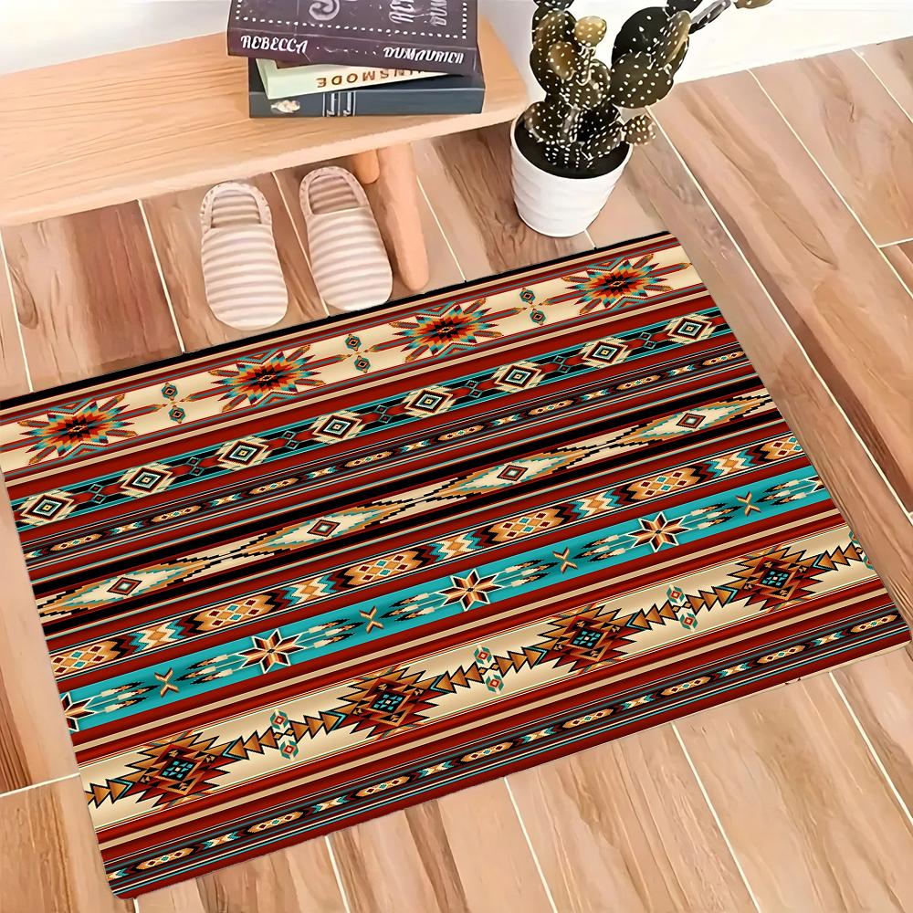 Boho Geometric Area Rugs Anti Slip Machine Washable Flannel Carpets for Home Bedroom Living Room Office Floor Mat