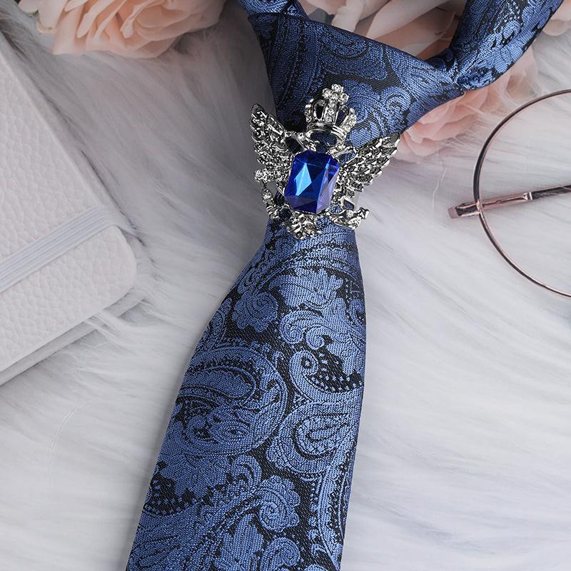 Men'S Emperor Rhinestone Collar Ring Clip Tie Hoop Vintage Knight Tie Hoop Business Shirt Tie Button Brooch