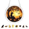 Yousheng Acrylic Puzzle Suncatcher, Halloween Black Cat Castle Raven DIY Sun Catcher Kit, Stained Glass Window Hanging Ornament for Home, Garden