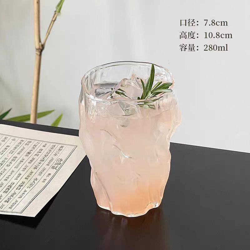 280ml Transparent Glass Cup Office Tea Cup for Loose Tea & Coffee Aesthetic Water Glass with Textured Design about 280ml