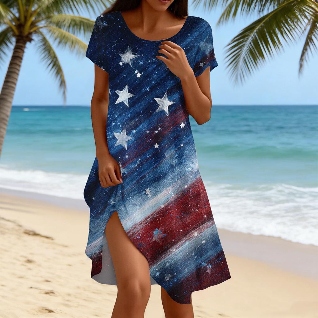 Women's Fashionable Casual Independence Day Print Dress