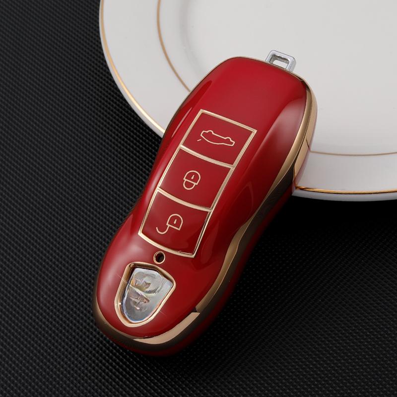 Soft Tpu Car Key Case Cover For Porsche Panamera Macan 718 Taycan 911 Cayman Boxster 9Ya 971 Remote Key Bags Shell Keychain