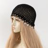 Cotton Crochet Shell Beanie Hat Breathable Hollow Out Knit Cap Summer Headwear  Daily Wear