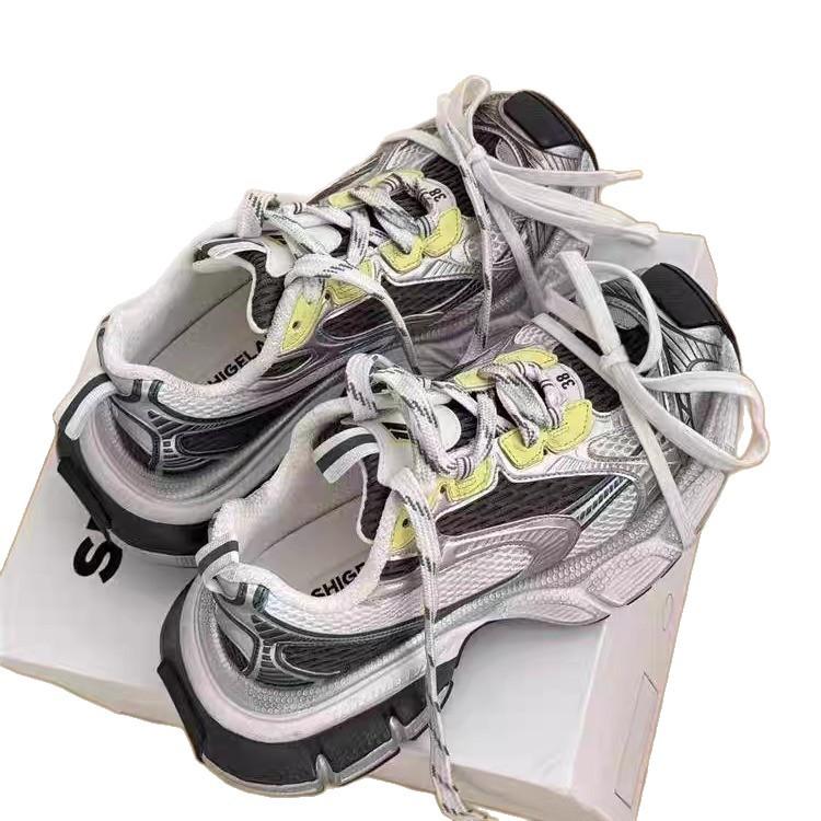 European Station Leather Daddy Shoes Casual Sports 2025 New Fashion Mesh Breathable Platform Casual Sports Shoes