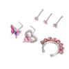 6pcs Nose Piercing Jewelry Stainless Steel Hypo Allergenic Glitter Reusable Fashionable Nose Rings Hoop Studs