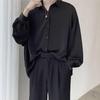 Spring Men Black Long-sleeved Shirts Men Korean Comfortable Blouses Male Harajuku Casual Loose Single Breasted Shirt