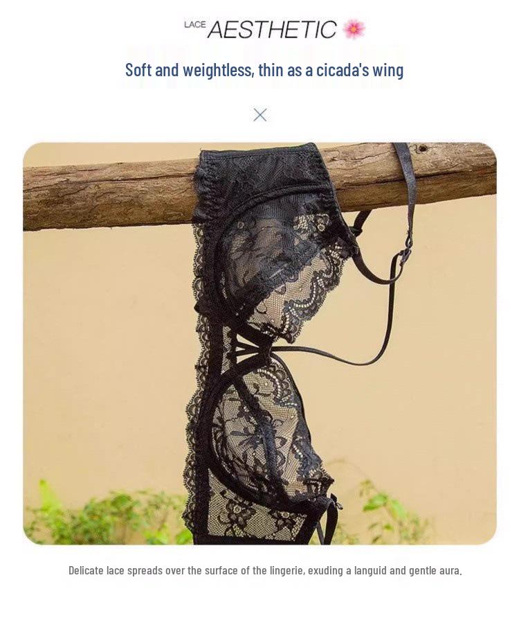 Plus Size Pink Lace Lingerie Set: Transparent, Minimizing & Ultra-Thin Bra for a Sexy Look