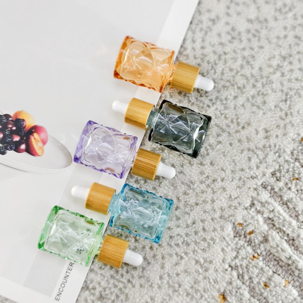 10ml Clear Glass Dropper Bottle with Bamboo Cap Empty Pipette Bottles for Essential Oil Aromatherapy Liquid Dropper Bottle