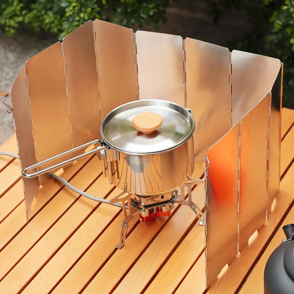 8//9/10/16 Plates Camping Stove Windscreen Aluminum Alloy Folding Stove Windscreen Ultralight Windproof Screen Windshield