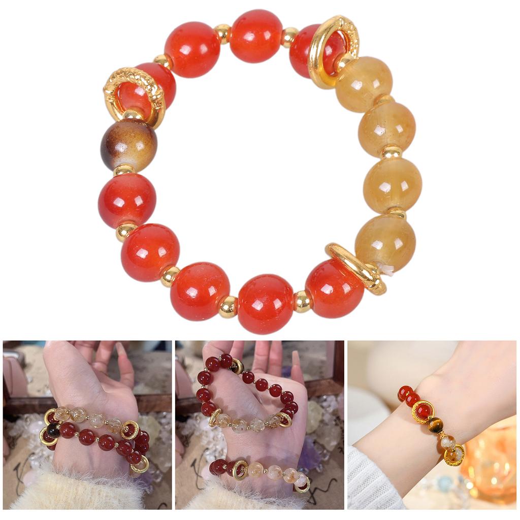 Natural Red Agate Beaded Bracelet Elegant Wristband Accessory Ideal for Young Trendsetters and Spiritually Minded Adults