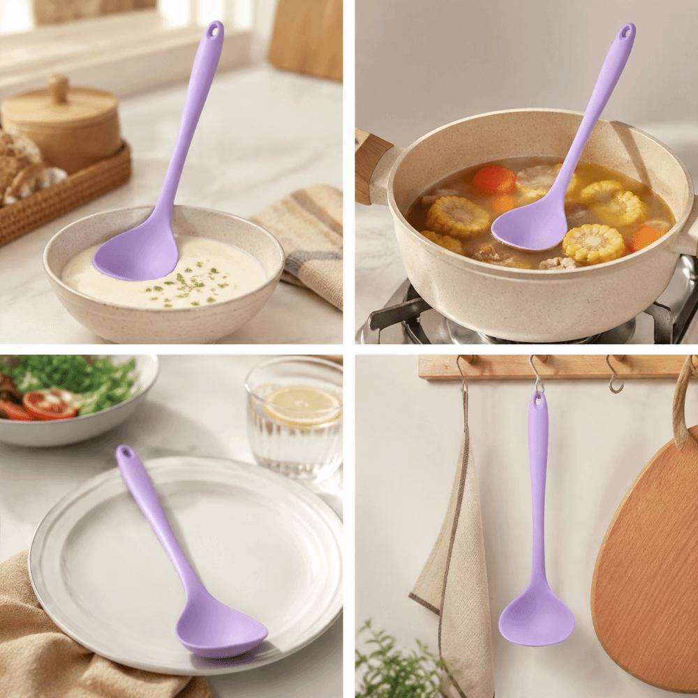 Soft Silicone Soup Ladle Non-scratch Pan Serving Scoop Cooking Scoop  Porridge Scooping