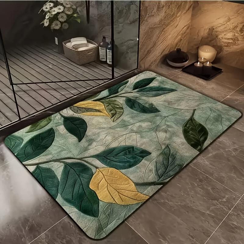 VIKAMA Premium Leaf Carpet Green Dirt-Resistant Bathroom Mat Waterproof Non-Slip Doormat Rug For Bedroom Carpet For Live Room