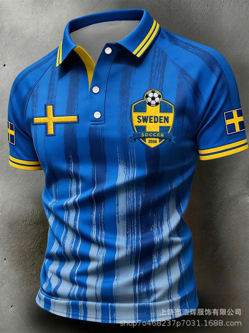 New 3D Printed Men's Retro Fashion Casual Summer Lapel Polo Shirt Top