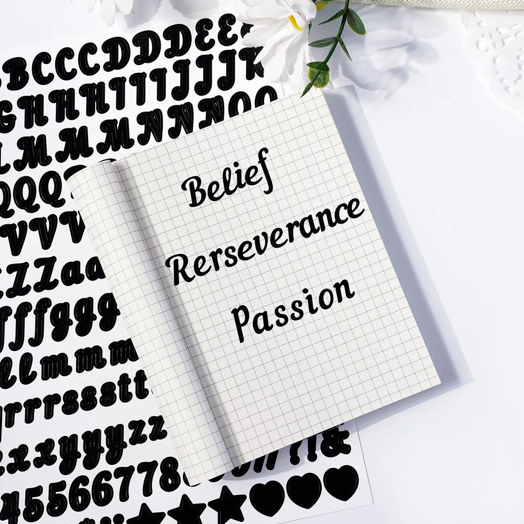 5 Sheets 0.5 Inch Art Letter Number Sticker Removable Handwritten Stationery Sticker Crafts Gifts DIY Diary Name Letter Stickers