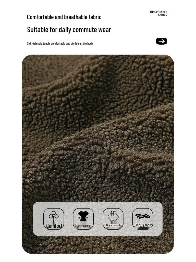 Men's Lambswool Fleece Stand Collar Jacket - Autumn/Winter Casual Cardigan