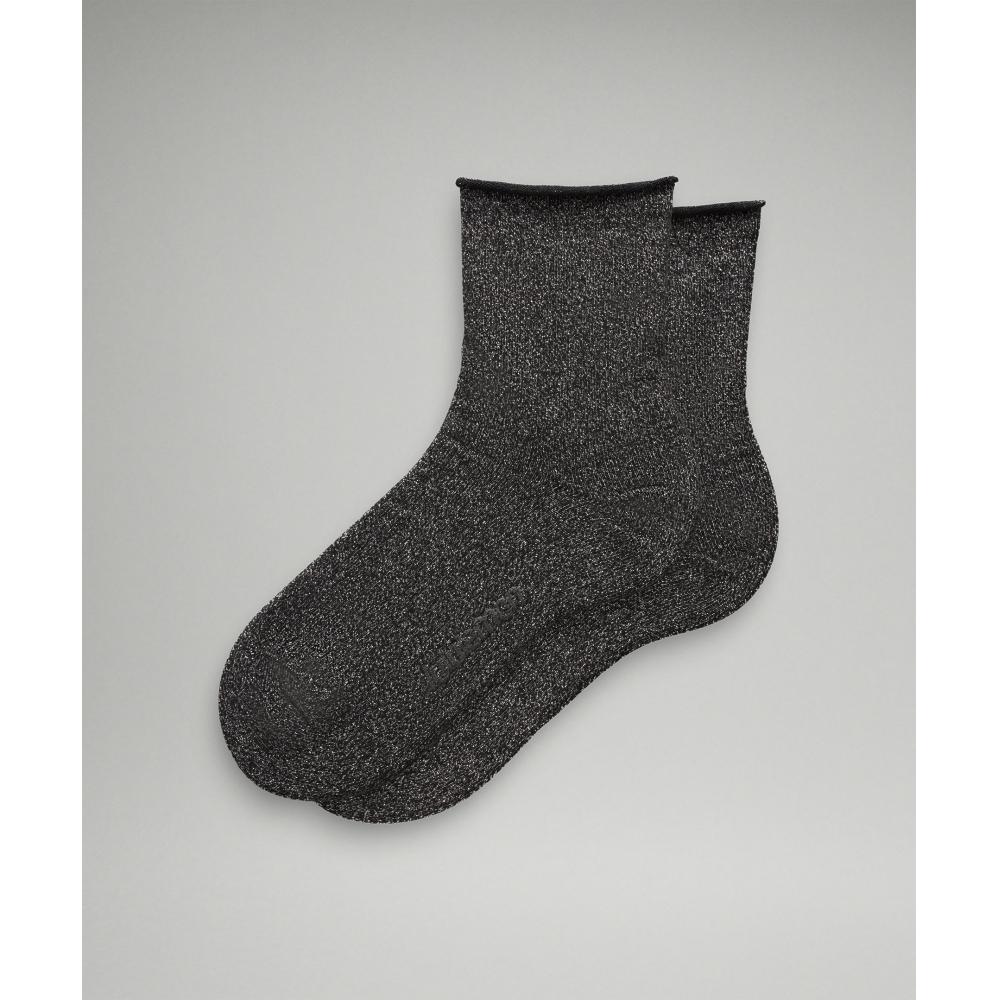 

Lululemon Женские повседневные носки Stride Sparkle Quarter SockS черные серебристые S