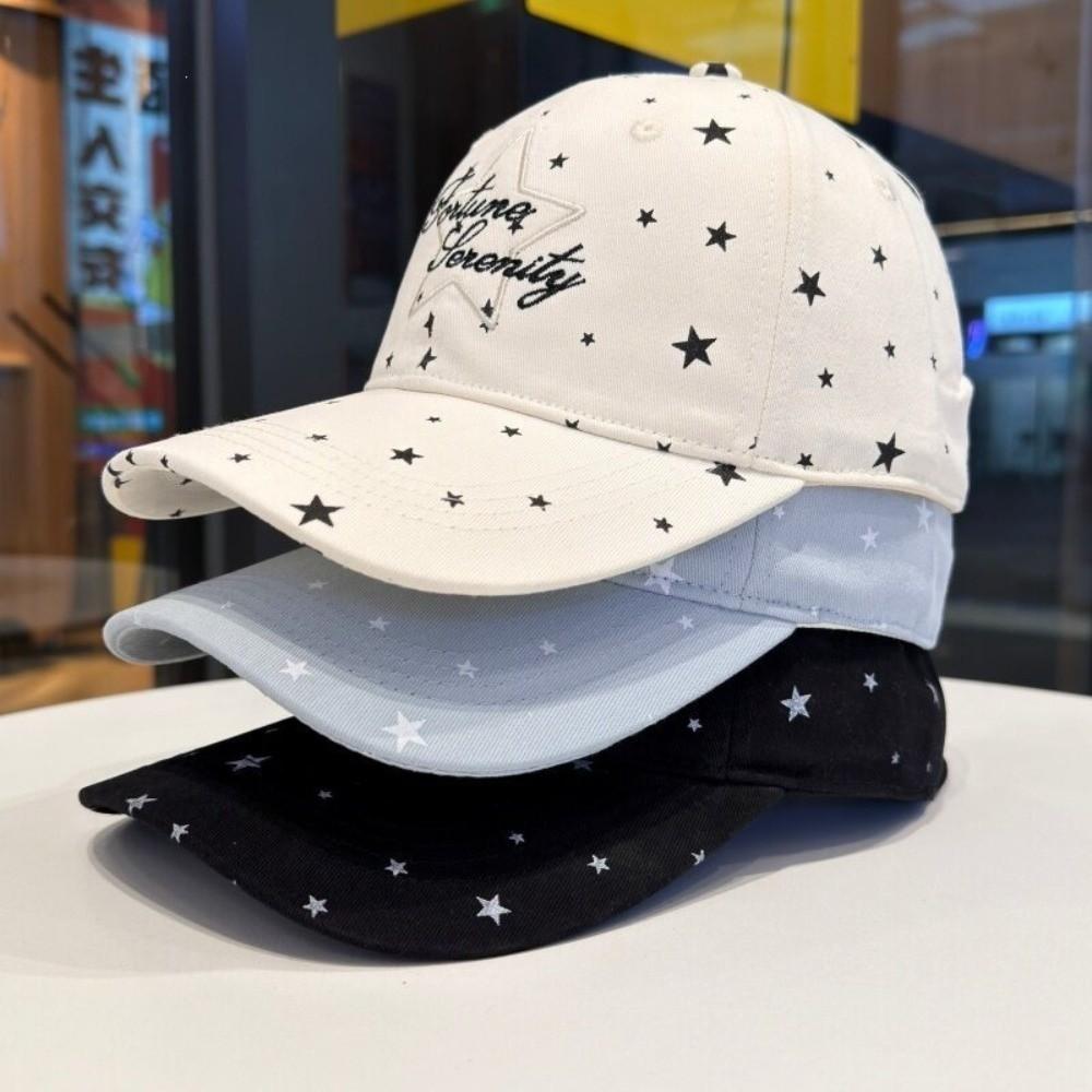 Soft Top Cotton Peaked Cap Face Slimming Casual Couple Hat Star Dot Baseball Cap  For Women