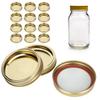 12Pcs Stainless Steel Split Type Glass Jar Lids Round Lkproof Sling Covers Kitchen Supply(XH00179 Gold )