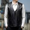 Chaleco Abrigo Hombre Color Sólido Un Botón Holgado A Prueba de Frío Talla Grande Chaqueta Cuero Sintético Cuello en V Forro de Felpa Chaleco Streetwear Invierno