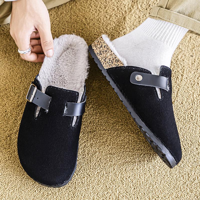 Mode Neuer Stil Winter Herren Fleecegefüttert & Verdickt Isolierte Stilvolle Pantoletten für Innen- & Außenbereich
