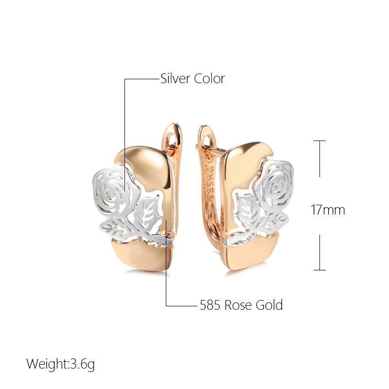 Fashion  Rose Gold  Color Mix Hollow Rose Flower English Earrings Wedding Party Daily Vintage Women Jewelry Gift