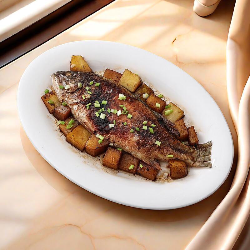 Thickened Oval Ceramic Fish Platter Set