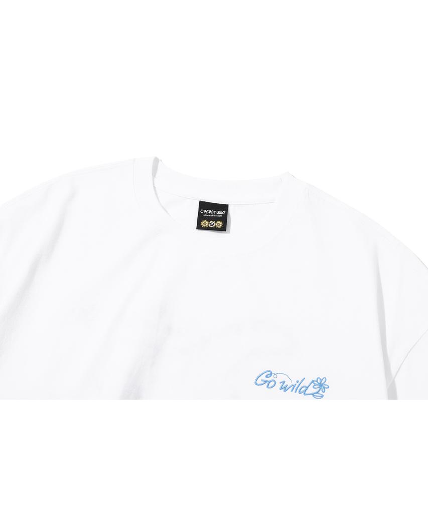CPGN STUDIO Wild Cat Embroidered Short Sleeve T-Shirt White