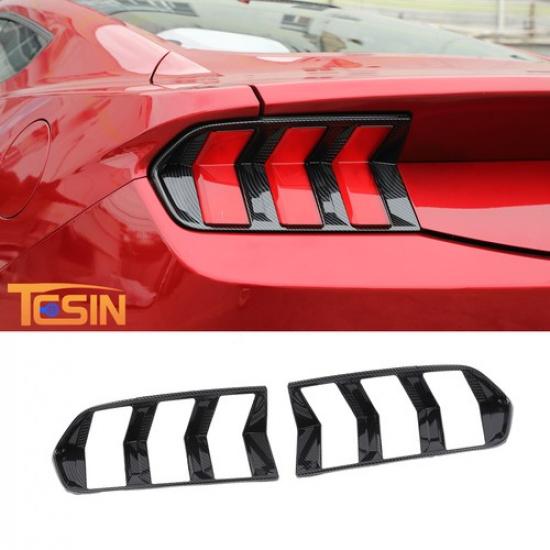 Carbon Fiber Tail Light Covers Trim Protective Bezels For Ford Mustang 2024 2025