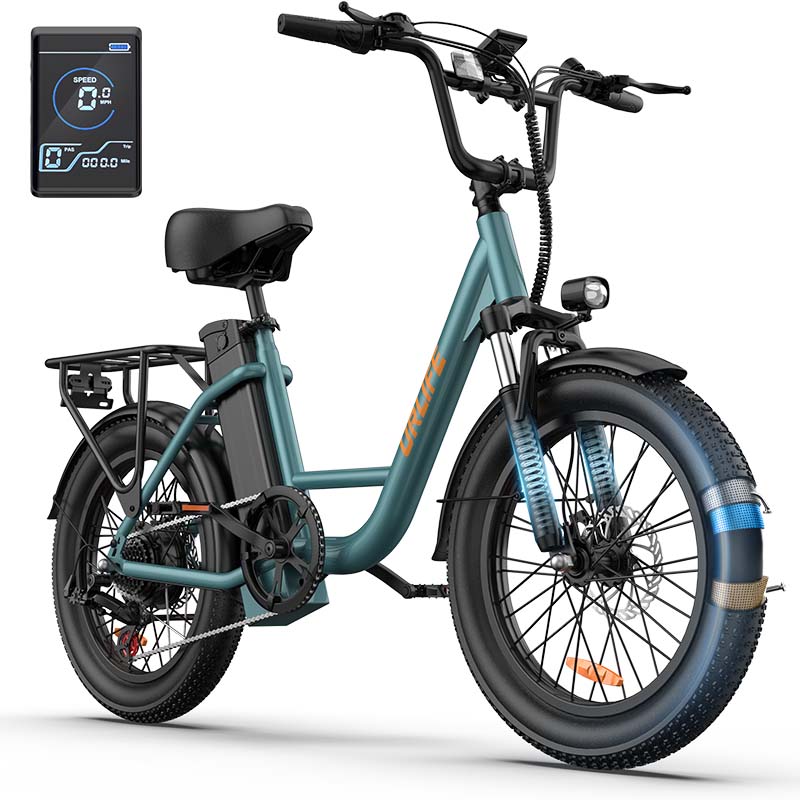 URLIFE E20 Multi Terrain Electric Bike With TowSeat 48V13Ah Battery 500W Motor Electric Bicycle 20 Inch City Fat Tire Outdoor Riding E-bike