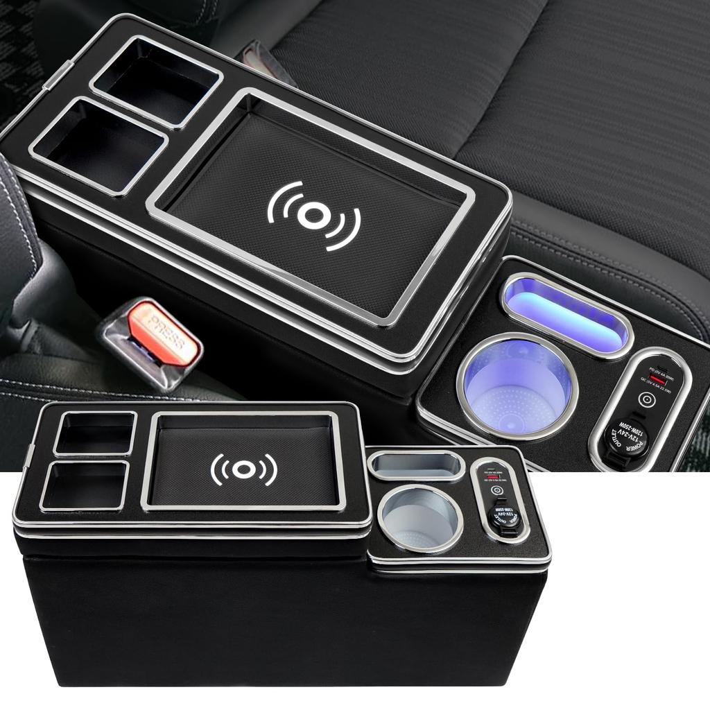 WALKEY Console Box Compatible with Freed GB Series Center Console Box for Honda Freed and Smart USB Convenient Storage [Wireless Charging] (GB5, GB6,