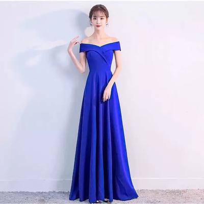 Abendkleid Damen Neu Bankett Schwarz Partykleid Sexy Schulter Langes Kleid Ende