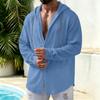 Men's Casual Linen Long Sleeve Hooded Cardigan