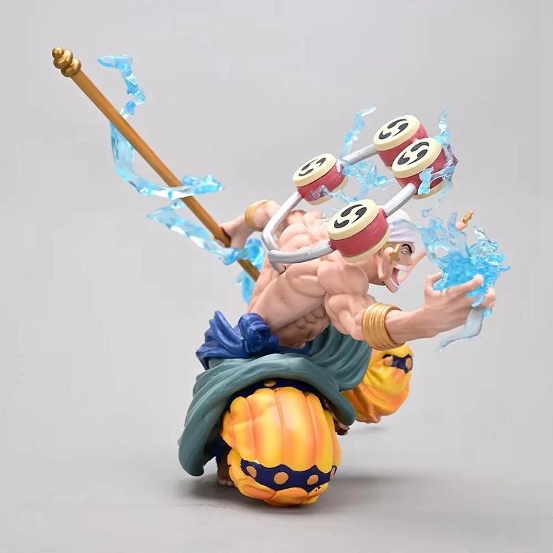 20cm One Piece Anime Figures Squatting Enel Replace Head Figure Statue Doll Collectible Model Toy Decoretion Birthday Gifts