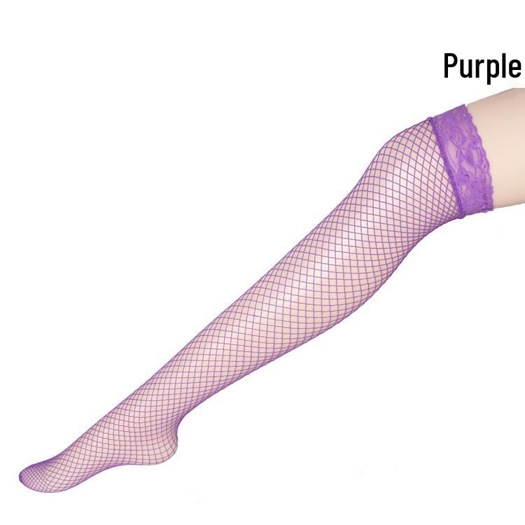 Lace Fishnet Thigh-High Stockings: Black Sexy Over-the-Knee Women's Stockings